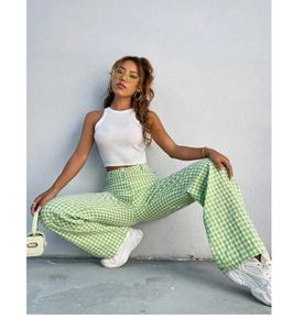 Chic Gingham Wide-Leg Pants