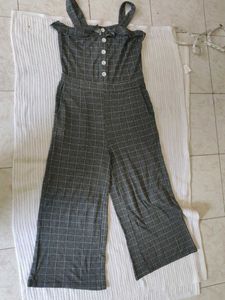 Plaid Jumpsuit with Ruffle Detail
