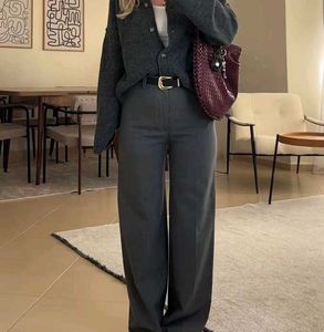 Wide-Leg Grey Trousers