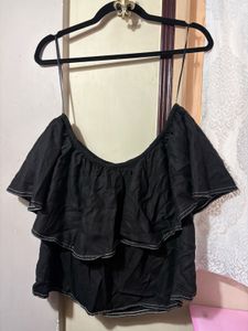 Chic Black Off-Shoulder Ruffle Top