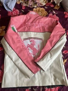 Ferrari Pink White Leather Jacket