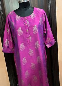 Beautiful Pink Kurta with Silver Floral Print