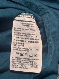 Converse 100% Cotton Teal Button-Up Shirt - Size L