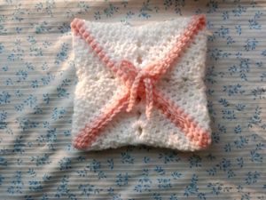 Handmade Crochet granny square bow pouch