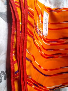 Organge Georgette Saree With Blouse Peice