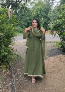 Elegant Olive Green Anarkali Gown