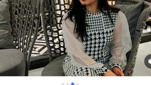 black white mid length dress