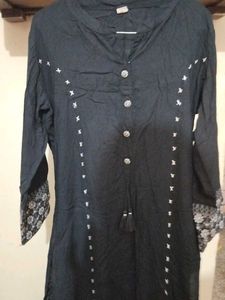 Embroidered Black Kurta