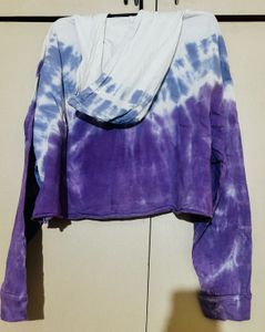 Tie-Dye Cropped Zip-Up Hoodie
