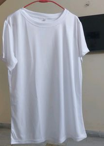 New White Poly Cotton Regular Tishirt