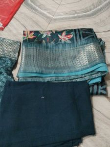 Elegant Teal Saree Set