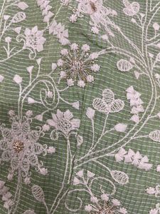 Price Drop Green Embroidered Thread Work