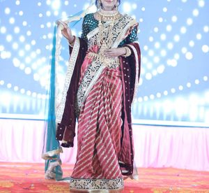 Bridal Saree with stitched blouse and 2 dupatta