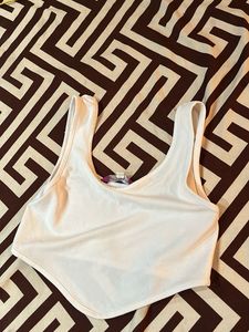 White Cropped Tank Top