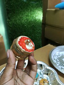 Vintage Engraved Brass kumkum box