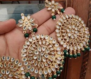 Mirror Work Jhumkas and mangtika