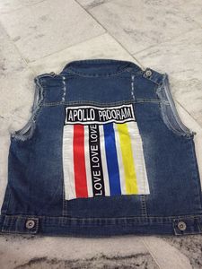 Distressed Denim Vest Jacket