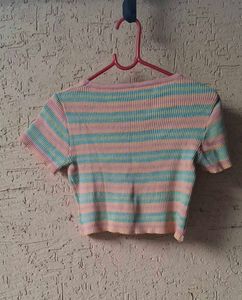 Striped Square Neck Crop Top
