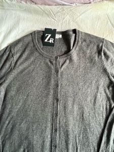 ZR Grey Button-Down Cardigan