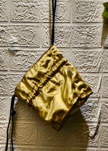 Black Velvet Drawstring Pouch Bag