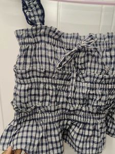 Cute Plaid Smocked Crop Top