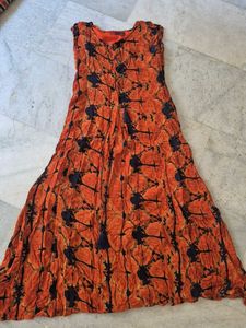 Stylish Orange & Black Printed gown