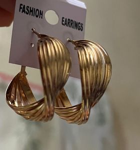 Chic Gold-Tone Twisted Hoop Earrings