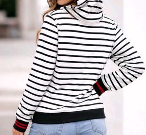 Striped Hoodie with Pixelated Graphic