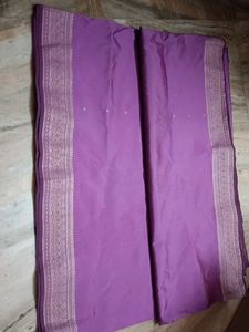 Beautiful Lavender Saree with Silver Border
