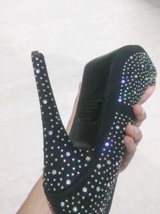 Sparkling Embellished Peep-Toe Heels
