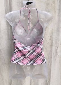 Pink Plaid Halter Top