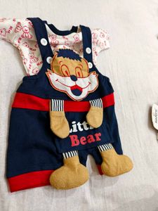 Cute Little Bear Overalls Set