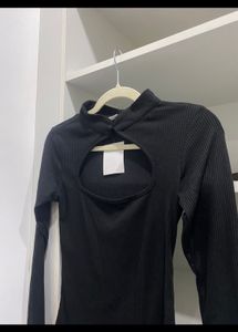 Black Neck Cut Out Top