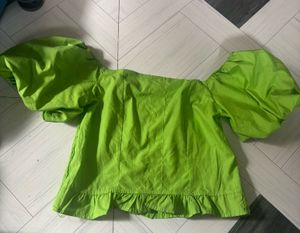 Lime Green Puff Sleeve Top