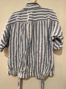 Striped Tie-Front Blouse