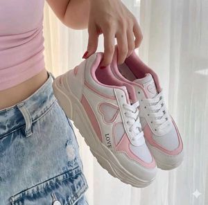 Cute Pink &amp; White Love Sneakers