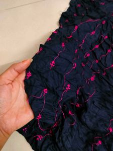 Navy Blue Embroidered Ethnic Skirt