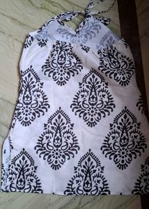 Boho Style Black &amp; White backless kurta