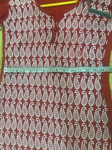 Red Chikankari Kurta