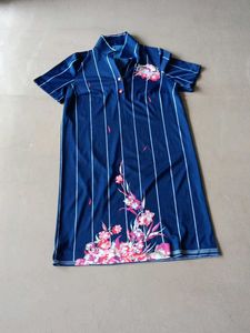 Vintage Navy Striped Floral Dress