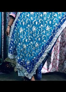 Elegant Blue &amp; Silver Dupatta