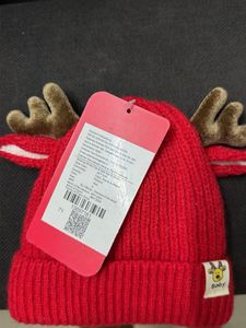 Red Reindeer Baby Hat with Antlers