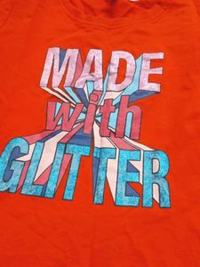 Orange "Made with Glitter" Long Sleeve T-Shirt