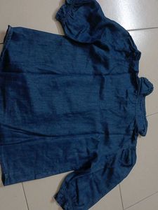 Blue Denim Puff Sleeve Top