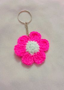 Handmade Crochet Flower Keychains (Set of 3)