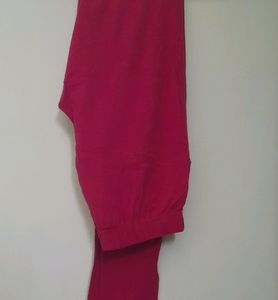 Cotton Elastane Fuscia Pink and Navy Blue Leggings Combo