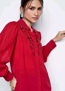 AND cherry embroidered shirt