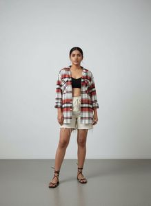 Chic Plaid Shacket & Distressed Shorts Set