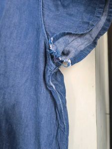 Denim Embroidered Short Sleeve Top