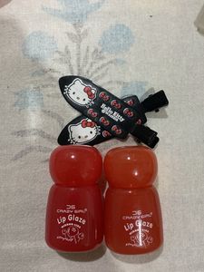 combo of two gloss and hello kitty makeup c